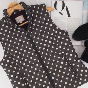 LOFT • Dark Gray Polka Dot Puffer Vest
